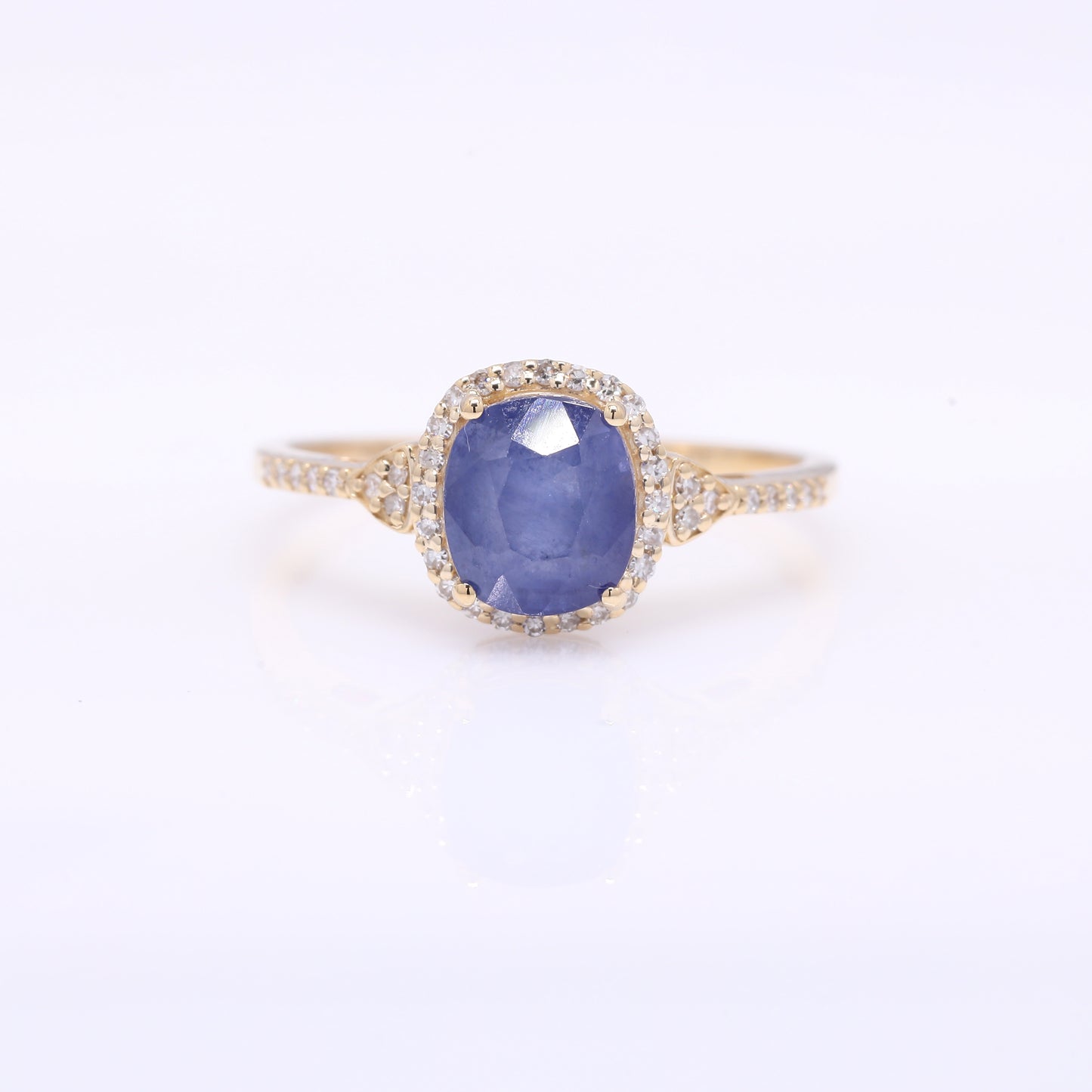 2.26 Ct Cushion Mixed Cut Natural Sapphire 14K Gold Ring