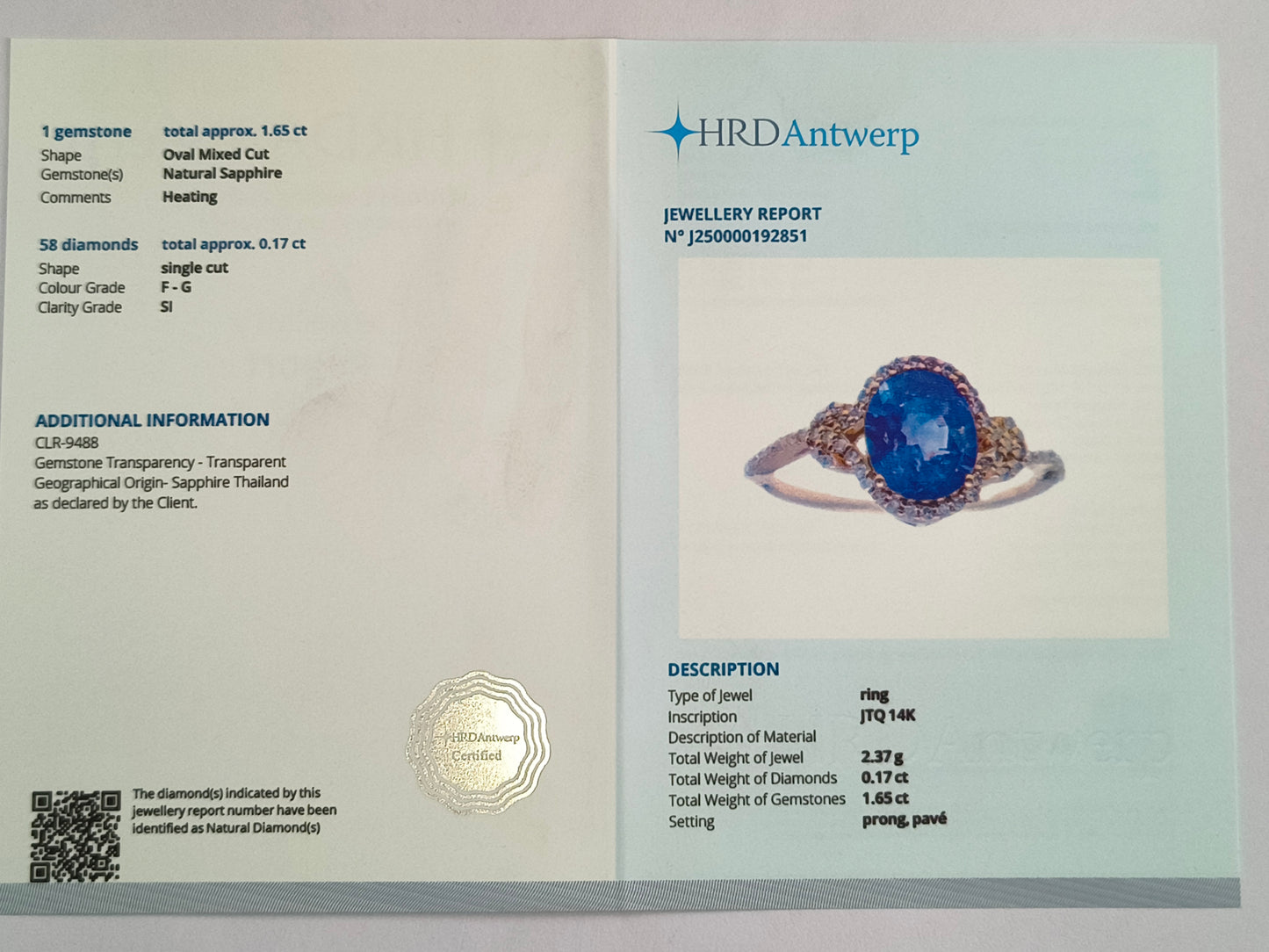 1.82 Ct Oval Mixed Cut Natural Sapphire 14K Gold Ring