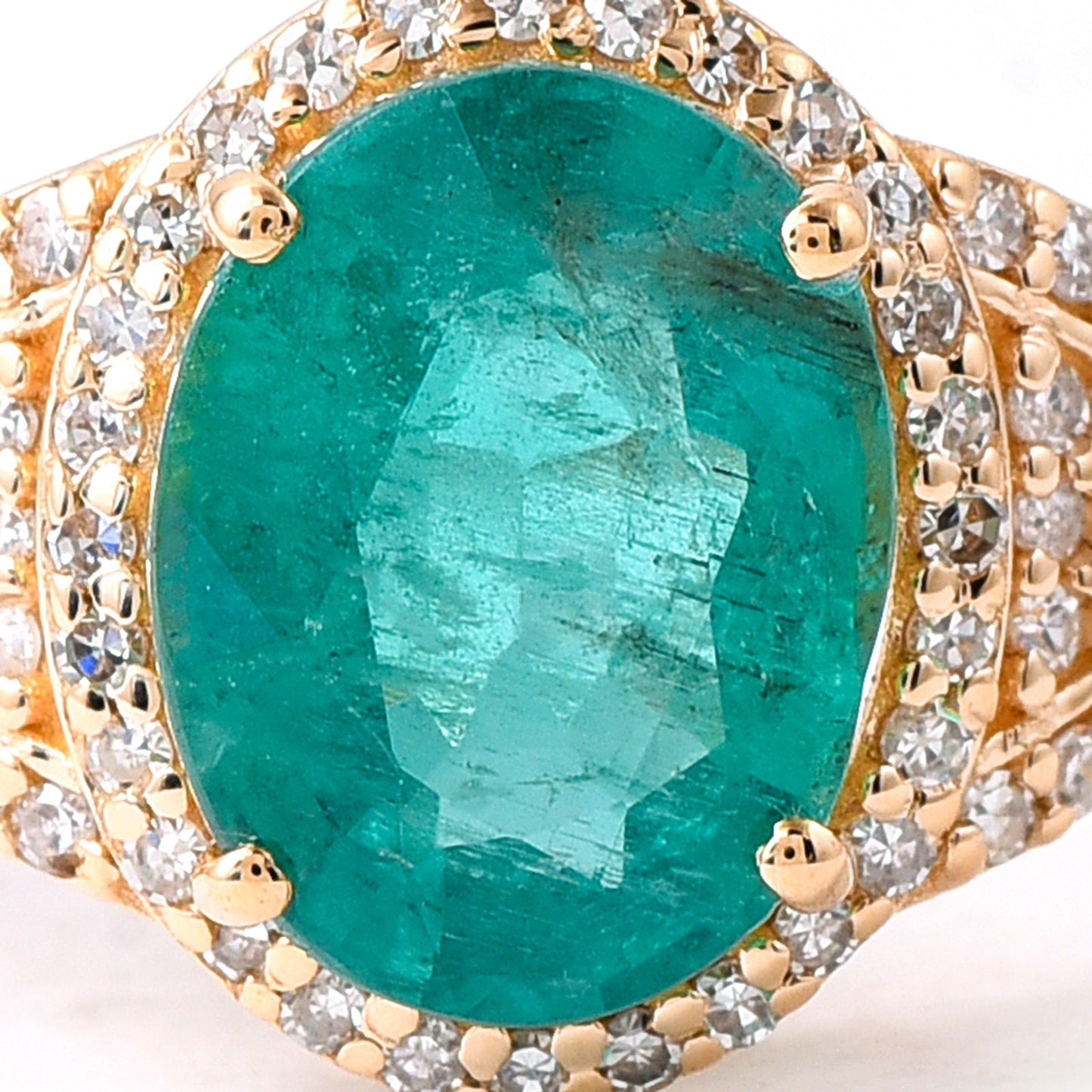 2.02 Ct Oval Mixed Cut Natural Emerald 14K Gold Ring