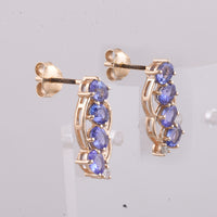 1.48 Ct Oval Natural Tanzanite 14K Gold Earrings