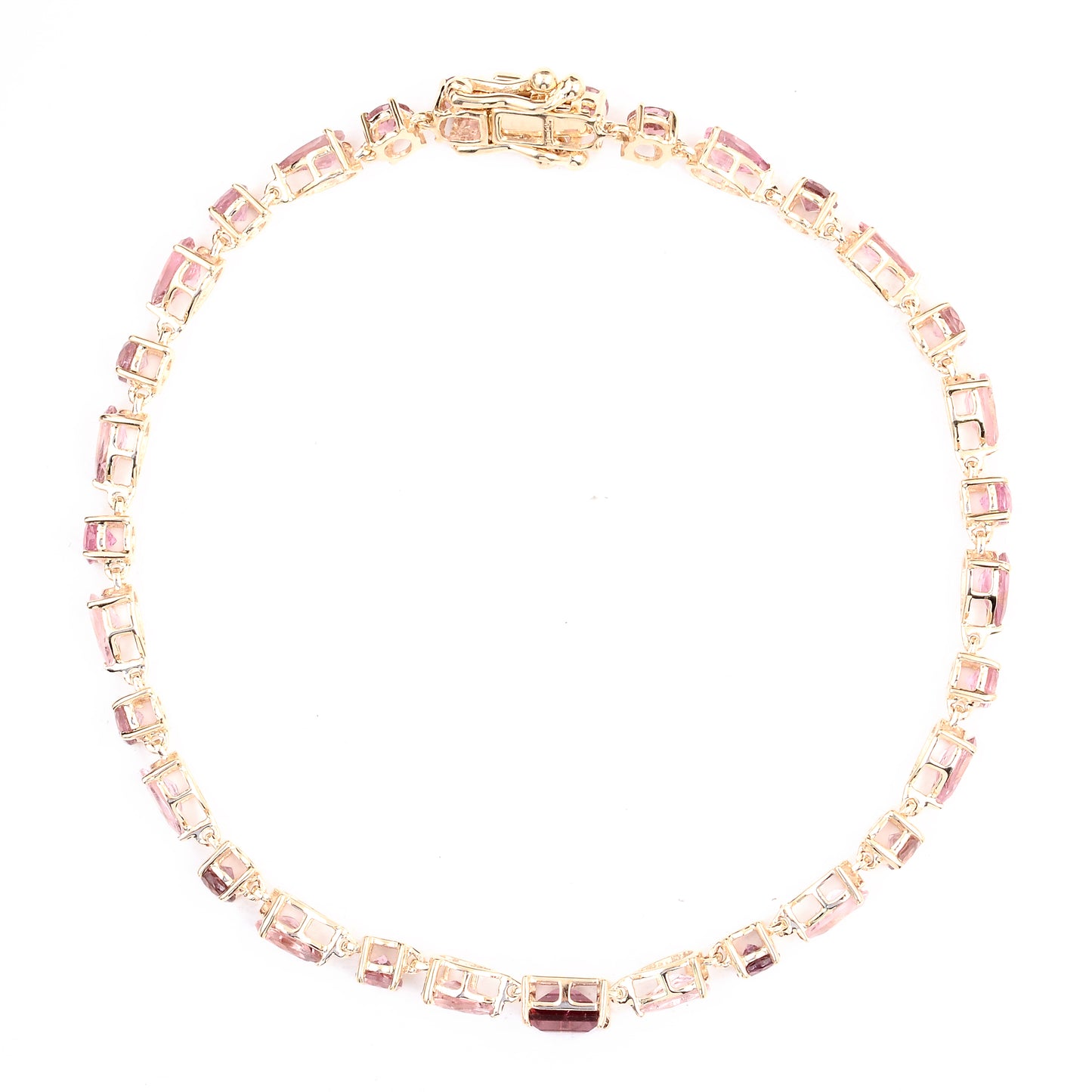 4.99 Ct Square Multi Tourmaline 14K Gold Bracelet
