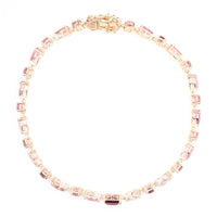 4.99 Ct Square Multi Tourmaline 14K Gold Bracelet
