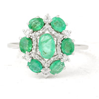 1.61 Ct Oval Mixed Cut Natural Emerald 950 Platinum Ring