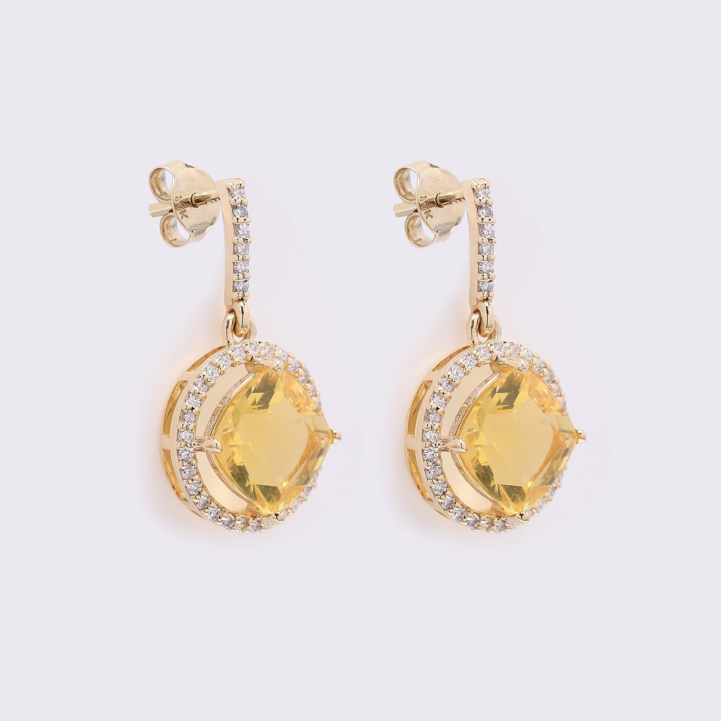 2.24 Ct Cushion Mixed Cut Natural Fire Opal 14K Gold Earrings