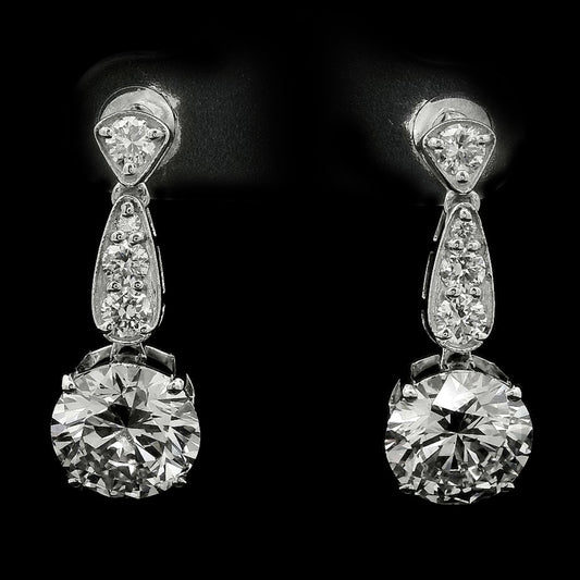 3.98 Carats Lab Grown Diamond 14K Gold Earrings