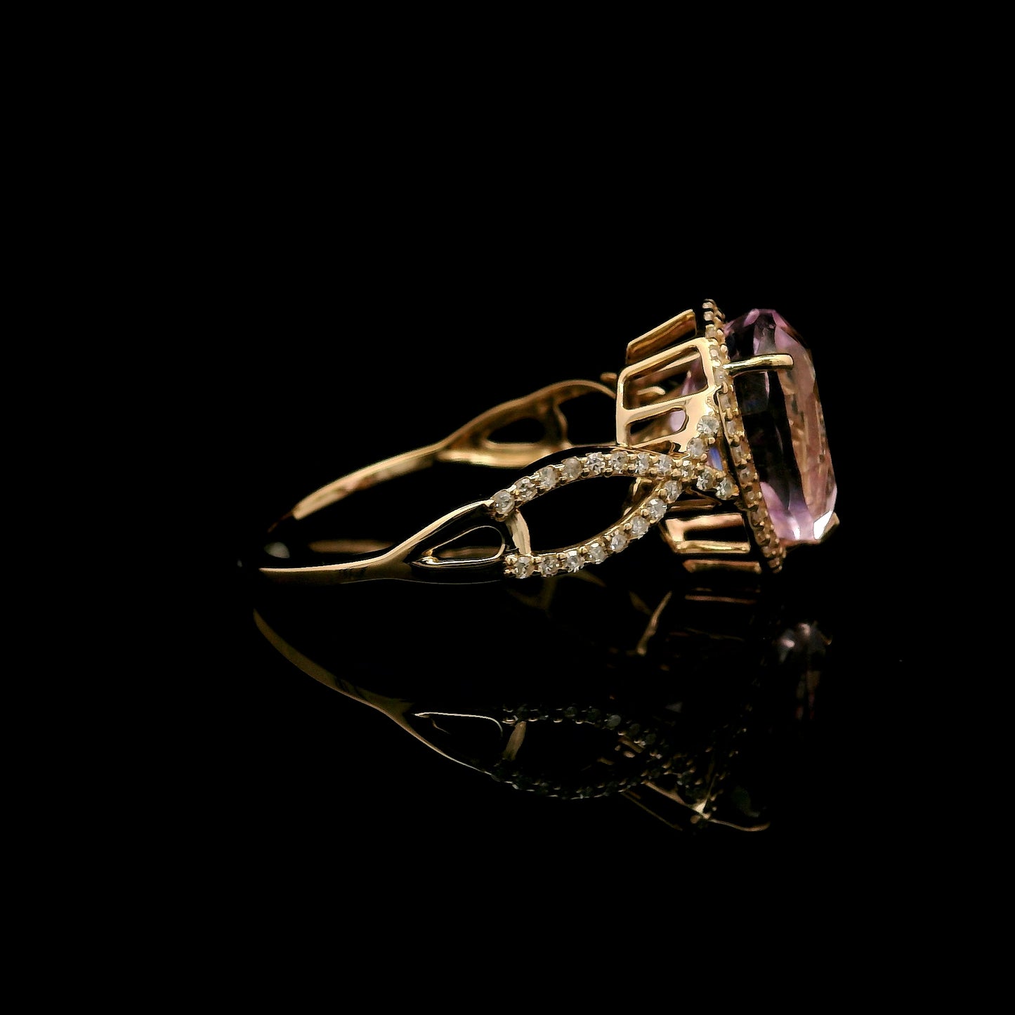 3.76 Ct Pear Kunzite 14K Gold Ring