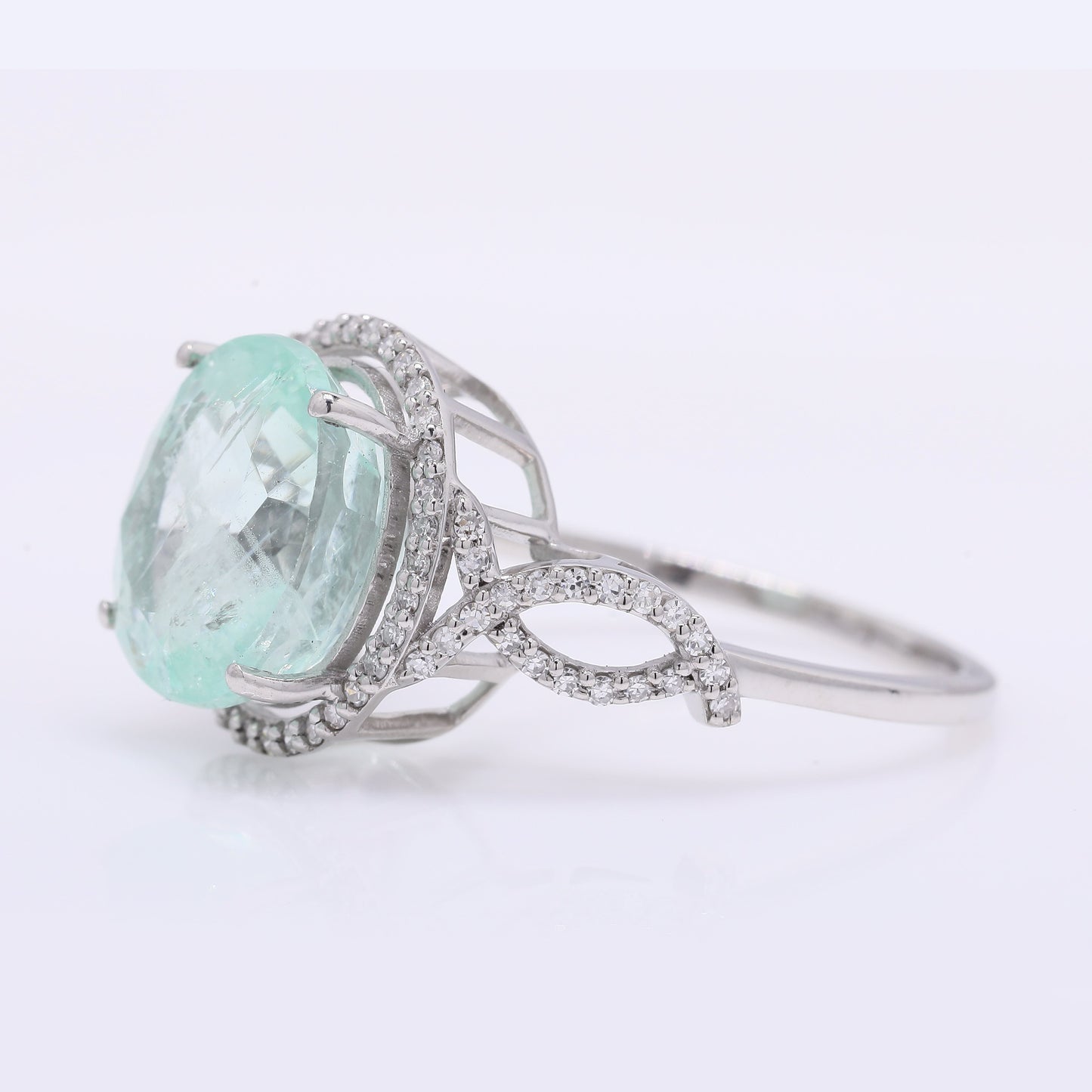 5.09 Ct Oval Mixed Cut Natural Emerald 950 Platinum Ring