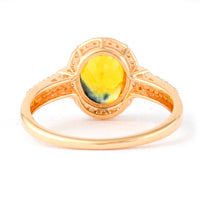 2.36 Ct Oval Mixed Cut Natural Bi Coloured Sapphire 14K Gold Ring