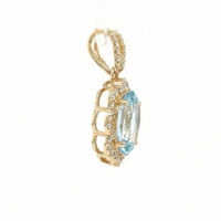 1.98 Ct Oval Mixed Cut Natural Aquamarine 14K Gold Pendant