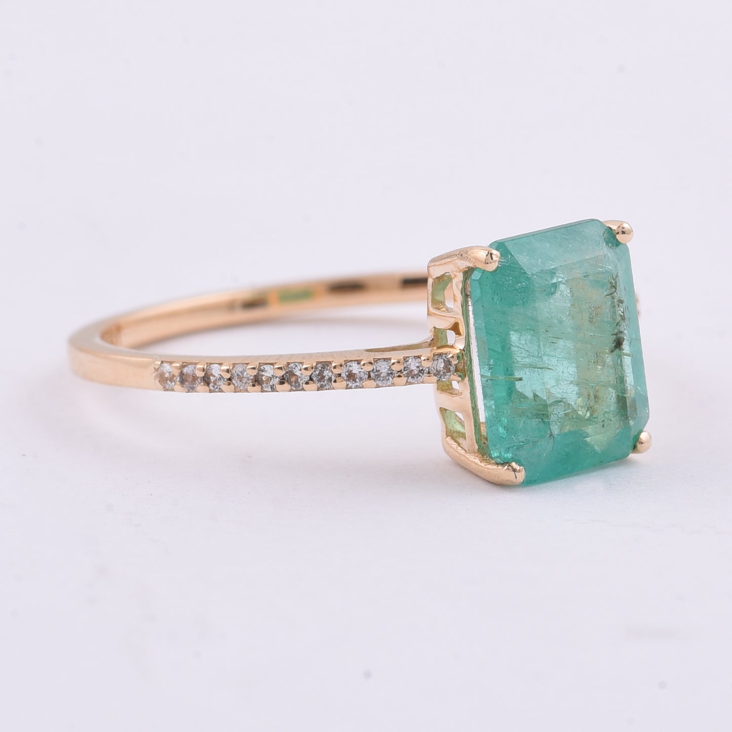 1.77 Ct Octagon Step Cut Natural Emerald 14K Gold Ring