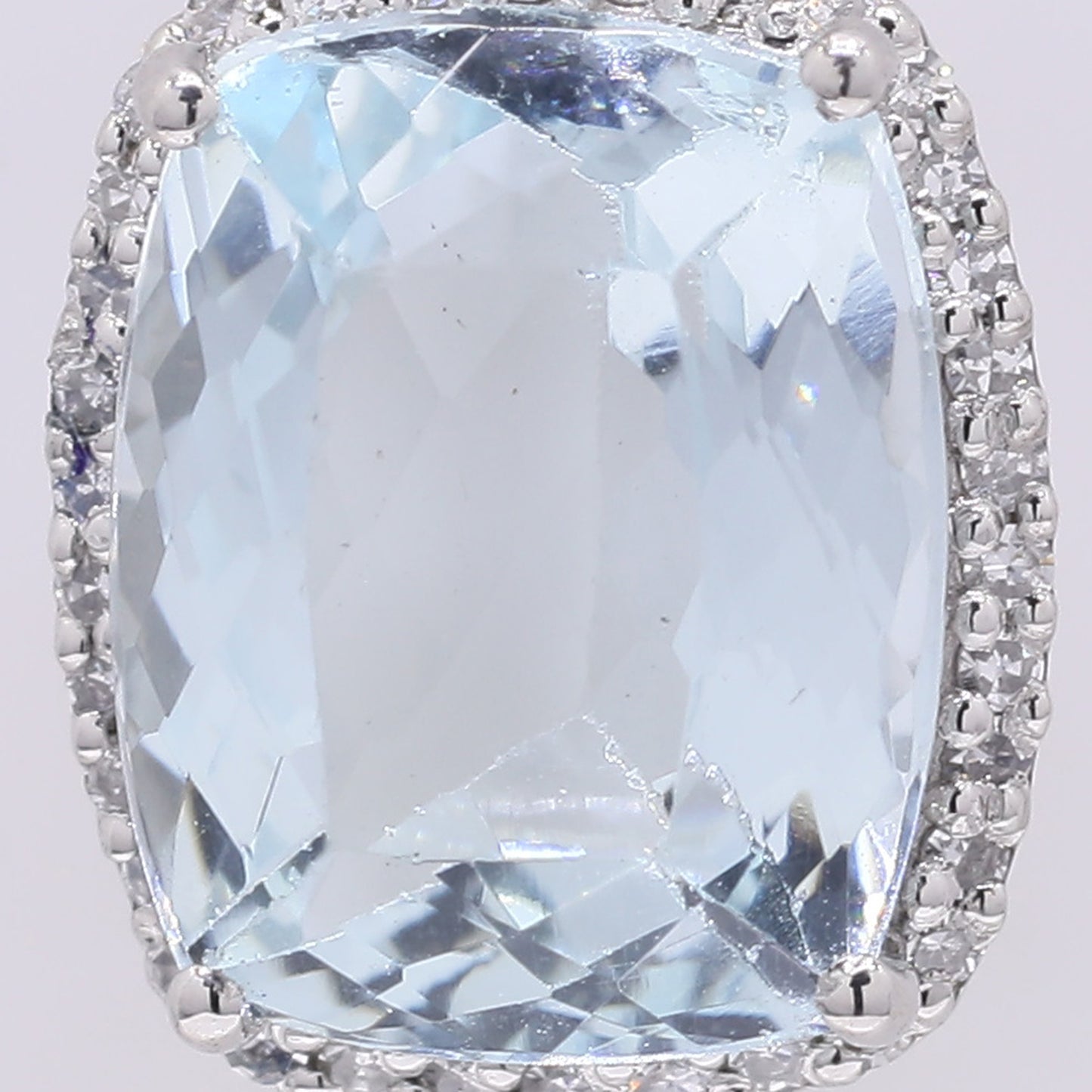 3.02 Ct Cushion Mixed Cut Natural Aquamarine 950 Platinum Pendant