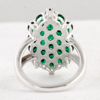3.40 Ct Oval Created Glass Emerald 925 Sterling Silver Ring