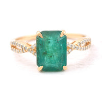 2.29 Ct Octagon Step Cut Natural Emerald 14K Gold Ring