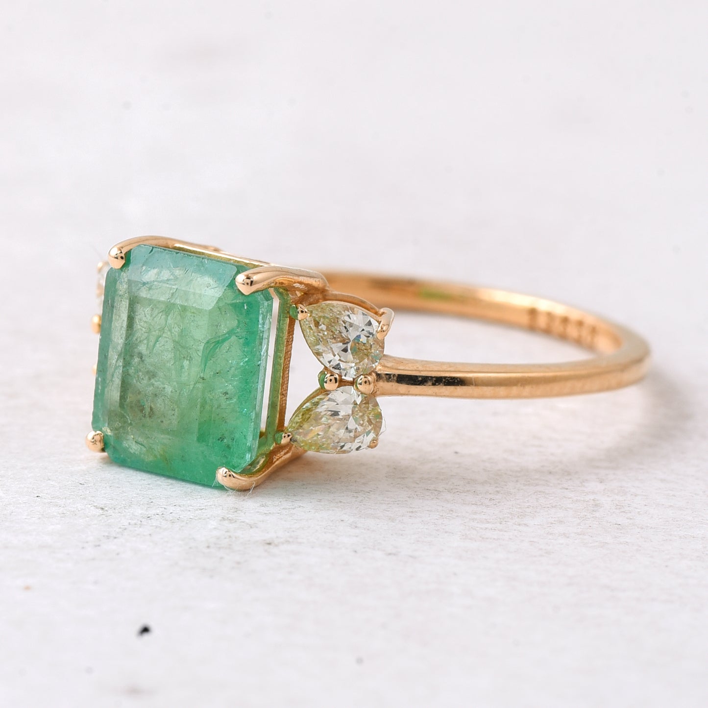 2.21 Ct Octagon Step Cut Natural Emerald 14K Gold Ring