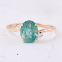 1.18 Ct Oval Natural Emerald 14K Gold Ring