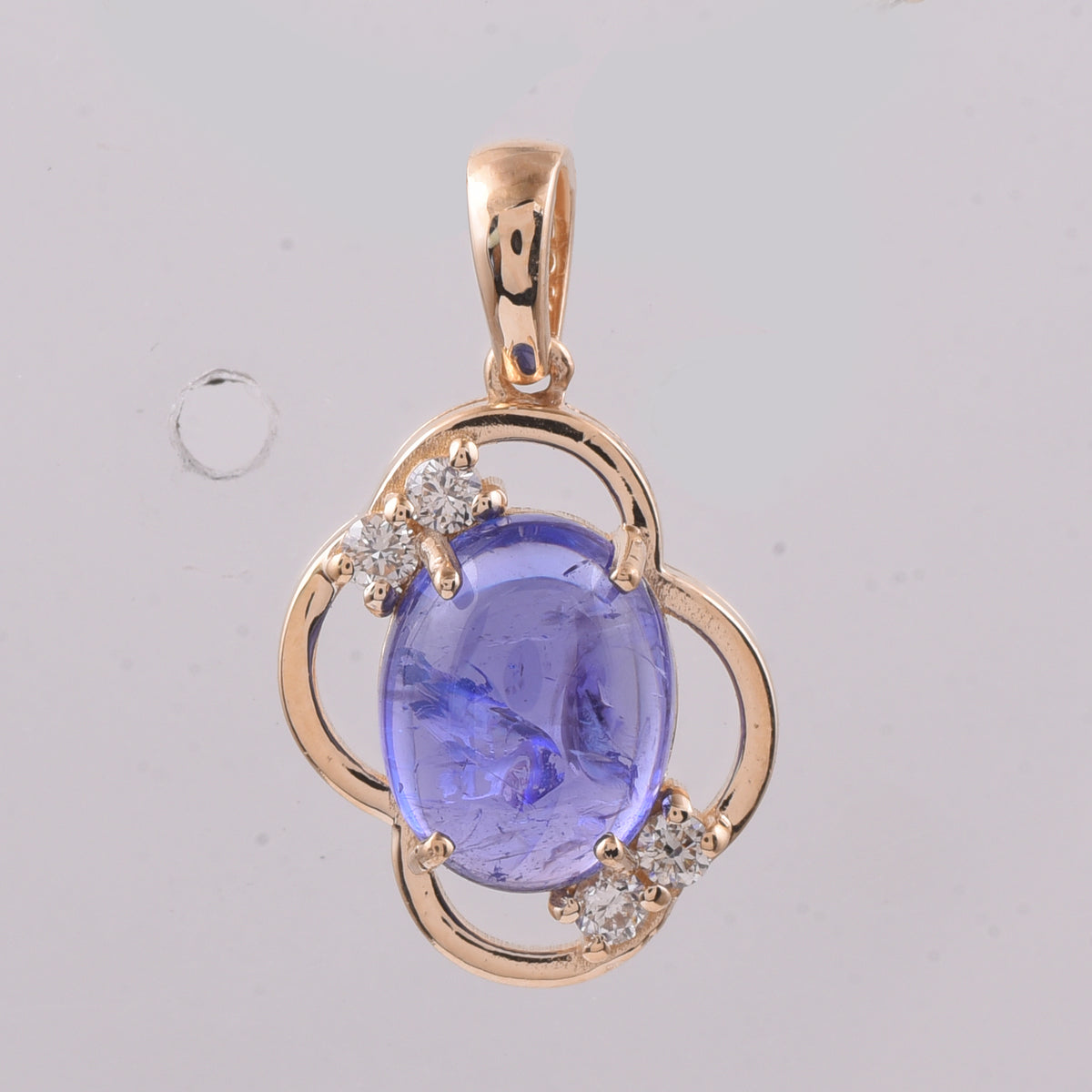 2.72 Ct Oval Cabochon Cut Natural Tanzanite 14K Gold Pendant