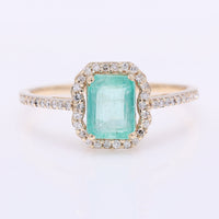 1.29 Ct Octagon Step Cut Natural Emerald 14K Gold Ring