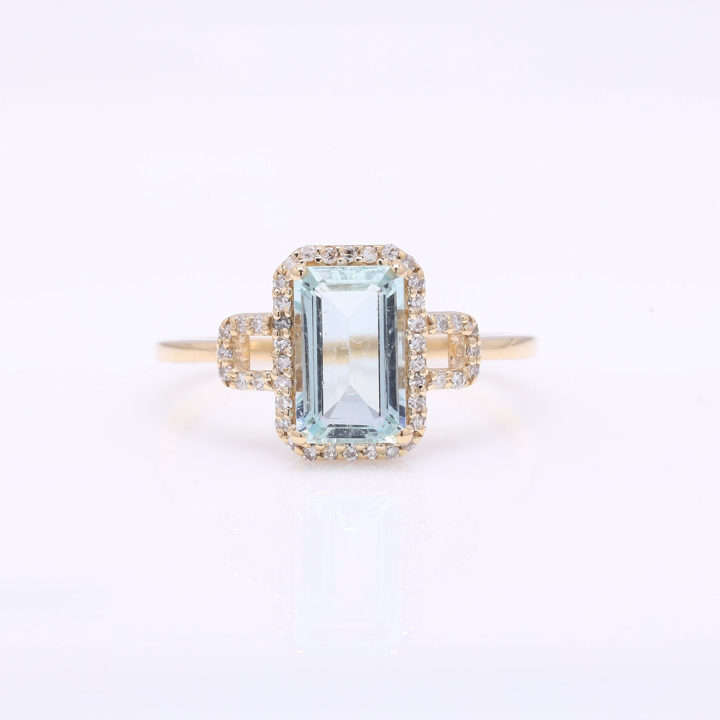 1.54 Ct Octagon Step Cut Natural Aquamarine 14K Gold Ring