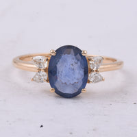 2.24 Ct Oval Natural Sapphire 14K Gold Ring
