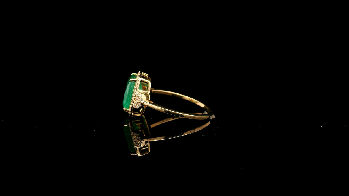 2.19 Ct Cushion Natural Emerald 14K Gold Ring