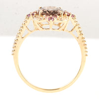 2.00 Ct Oval Multi Tourmaline 14K Gold Ring