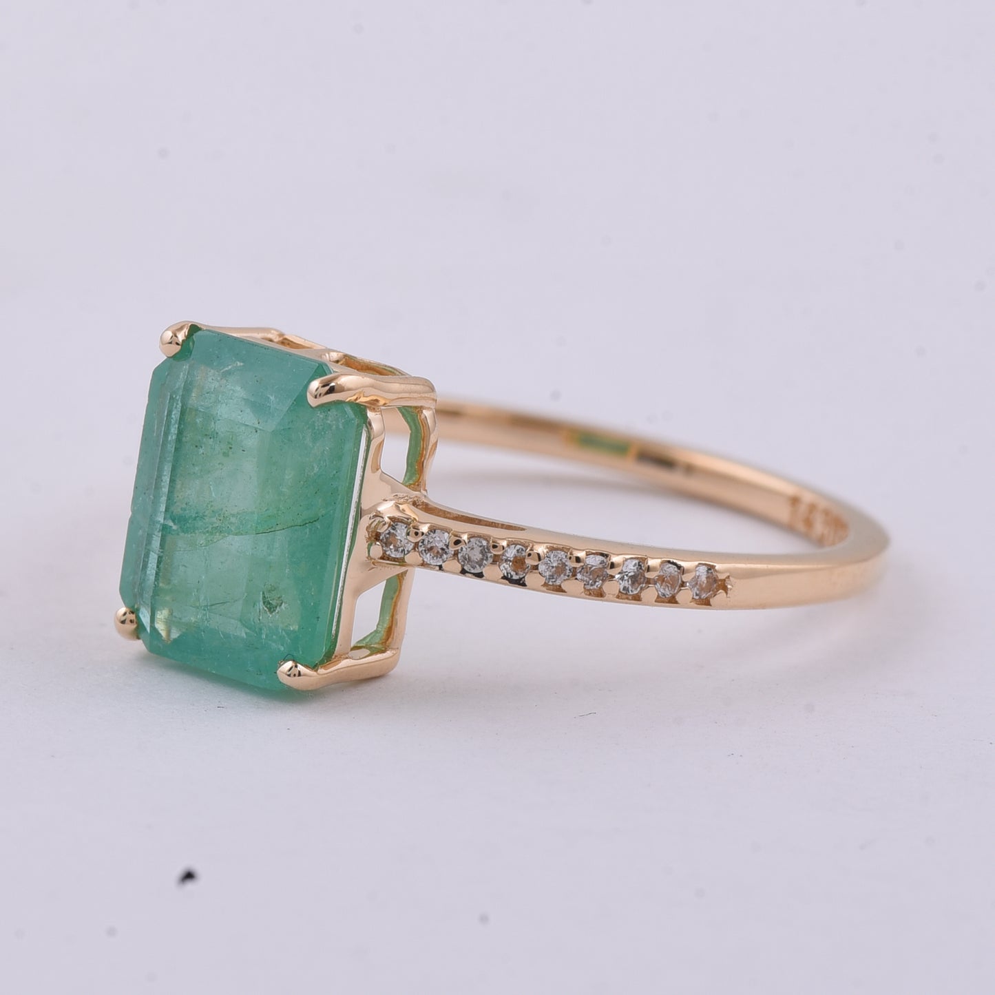 1.82 Ct Octagon Step Cut Natural Emerald 14K Gold Ring