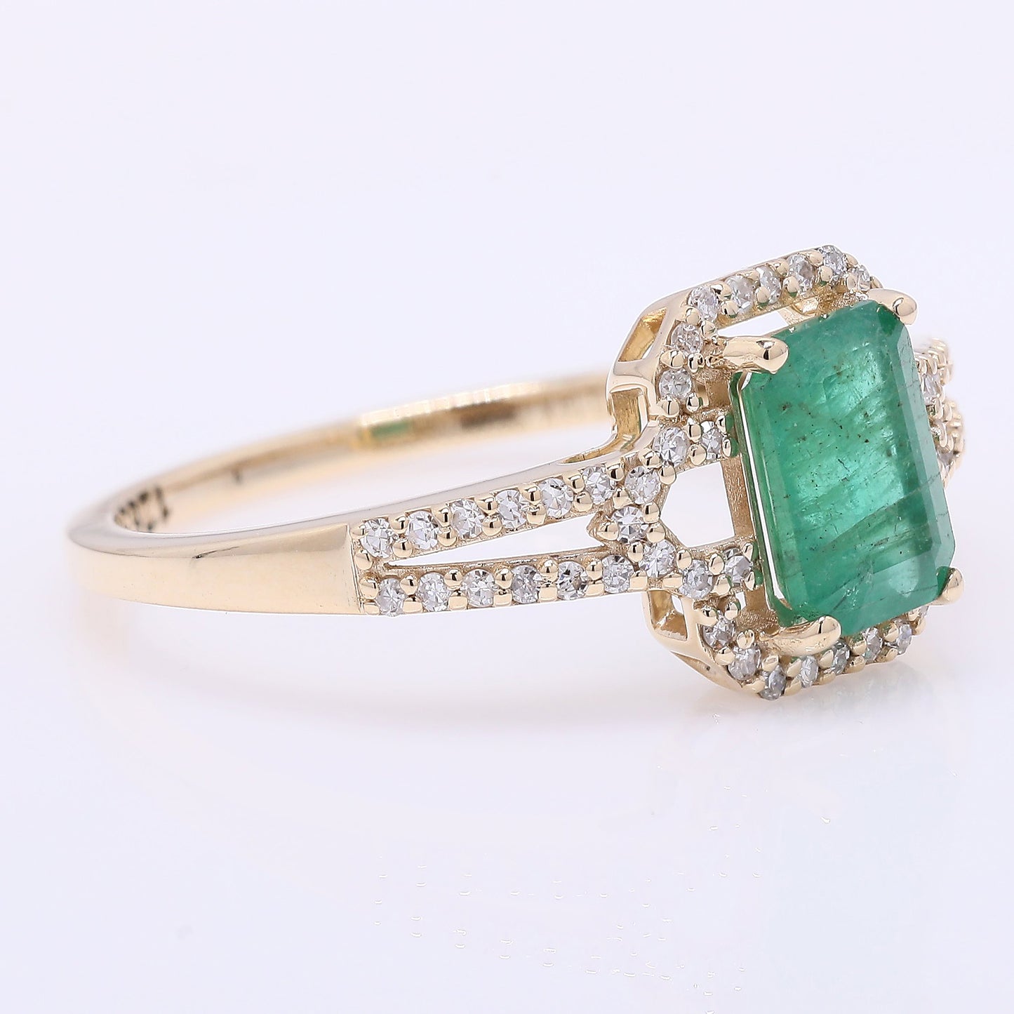 1.15 Ct Octagon Step Cut Natural Emerald 14K Gold Ring