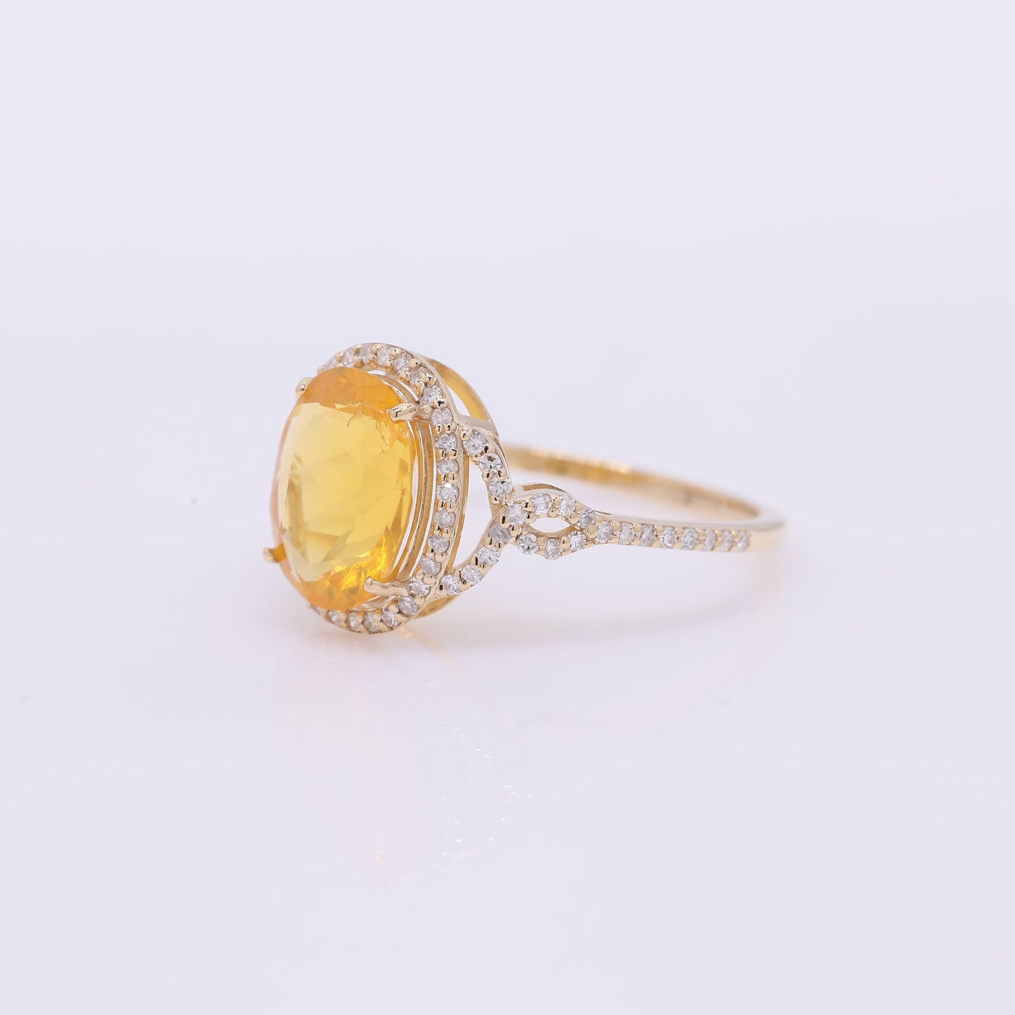 2.00 Ct Oval Mixed Cut Natural Fire Opal 14K Gold Ring