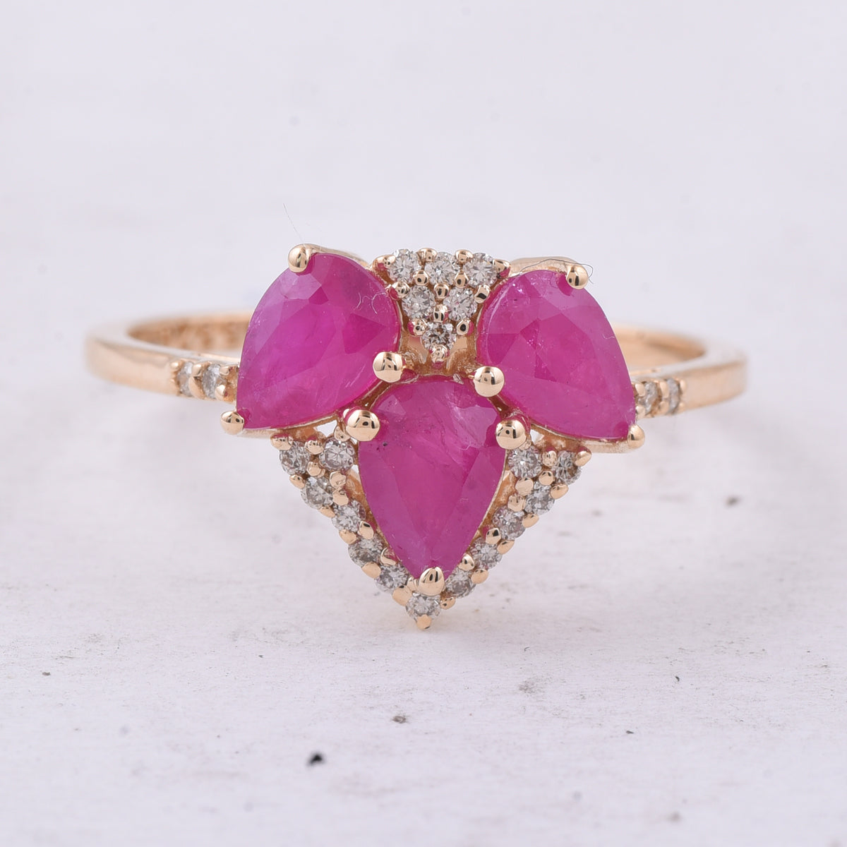 2.00 Ct Pear Natural Ruby 14K Gold Ring