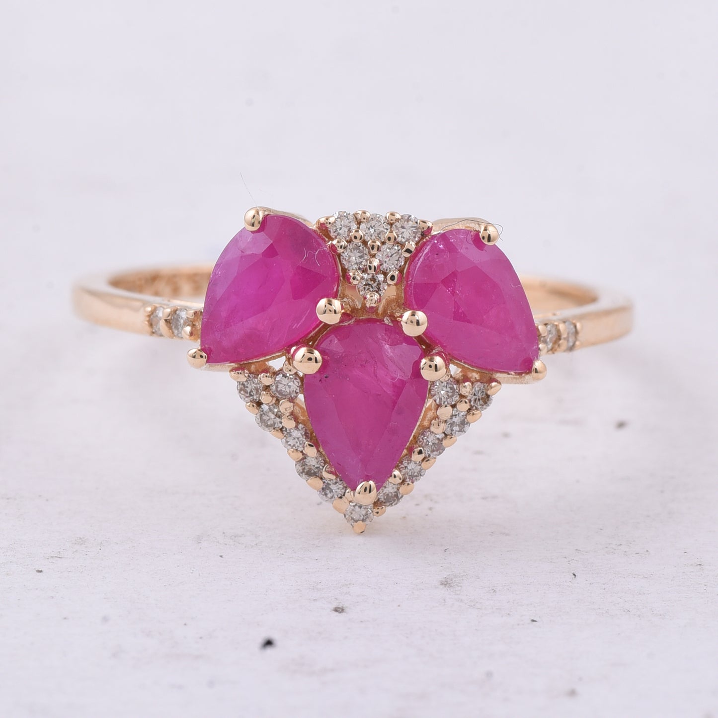 2.00 Ct Pear Natural Ruby 14K Gold Ring
