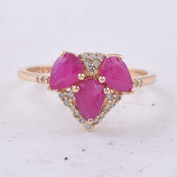 2.00 Ct Pear Natural Ruby 14K Gold Ring