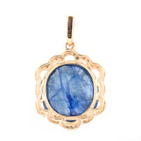 5.61 Ct Oval Mixed Cut Natural Sapphire 14K Gold Pendant