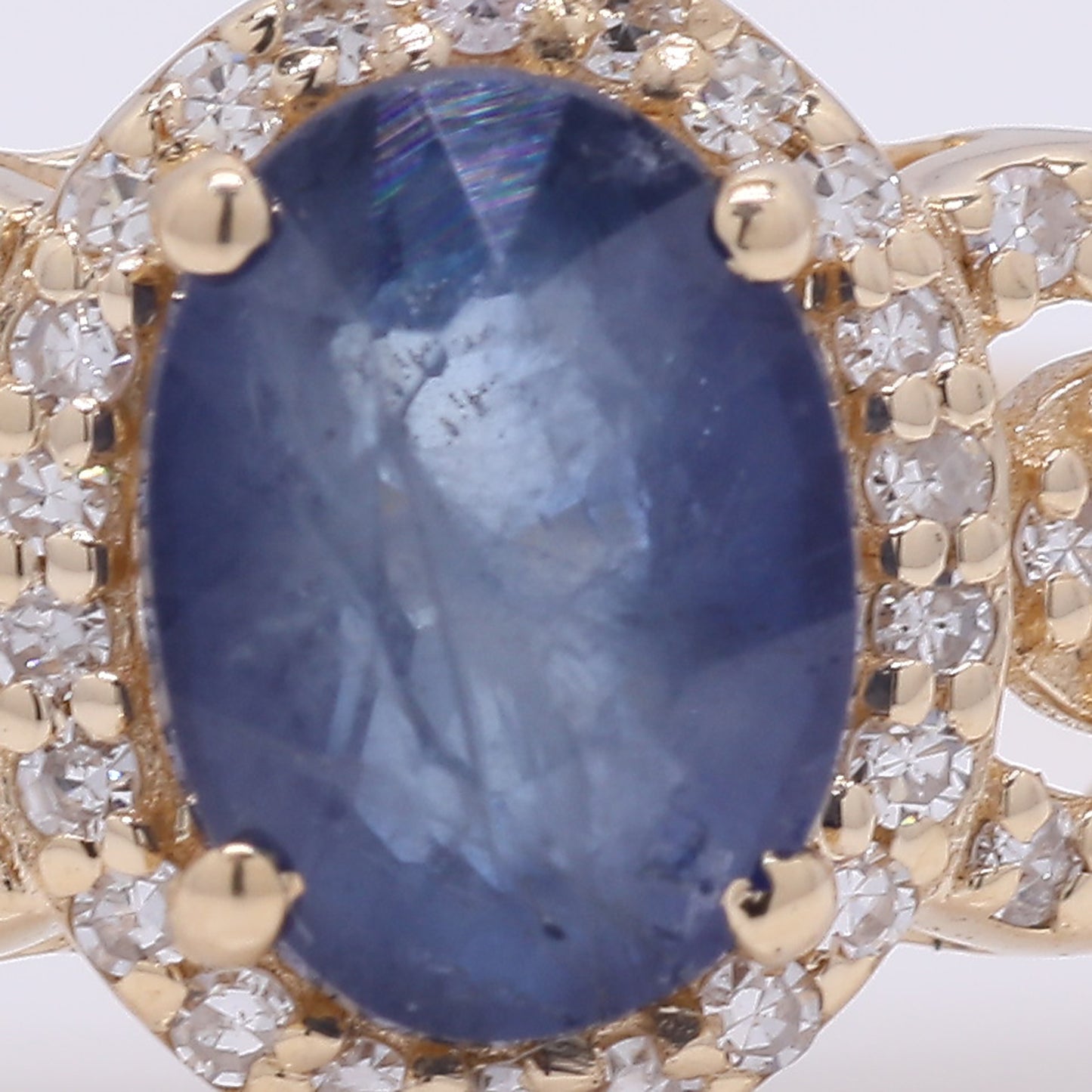 1.17 Ct Oval Mixed Cut Natural Sapphire 14K Gold Ring