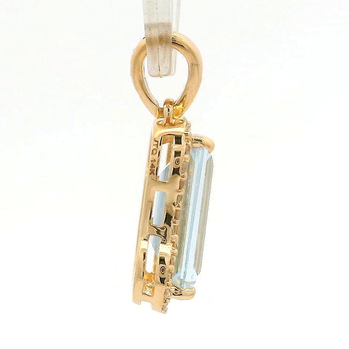 1.56 Ct Baggute Aquamarine 14K Gold Pendant