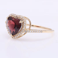 2.30 Ct Heart Mixed Cut Natural Garnet 14K Gold Ring