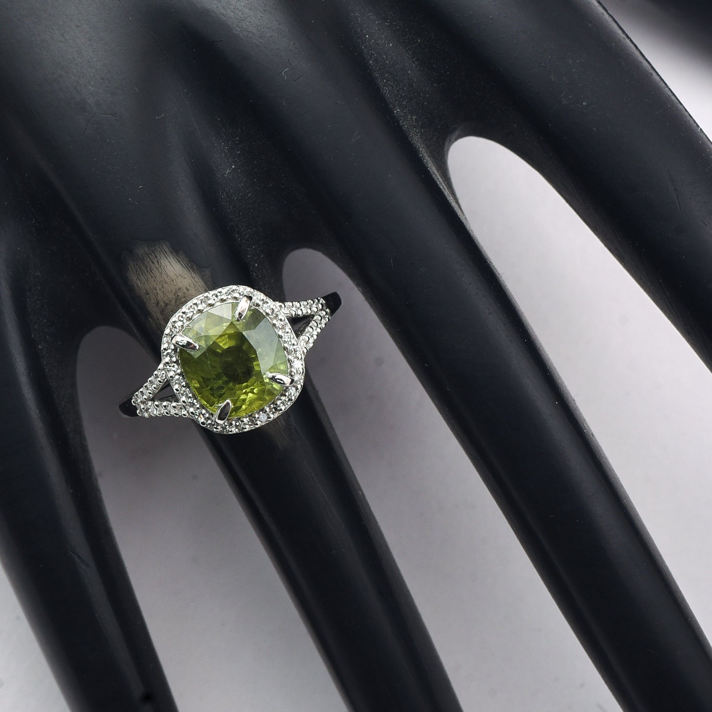 3.58 Ct Cushion Mixed Cut Natural Green Sapphire 950 Platinum Ring
