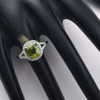 3.58 Ct Cushion Mixed Cut Natural Green Sapphire 950 Platinum Ring