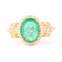 1.75 Ct Oval Mixed Cut Natural Emerald 14K Gold Ring