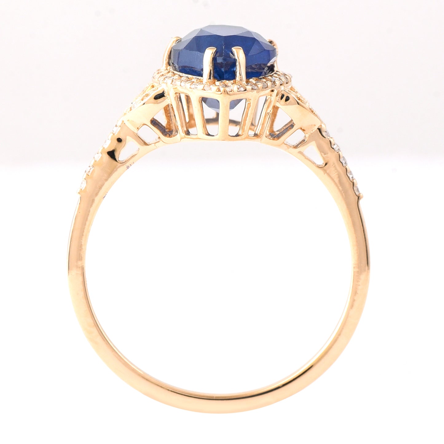 2.92 Ct Pear Mixed Cut Natural Sapphire 14K Gold Ring