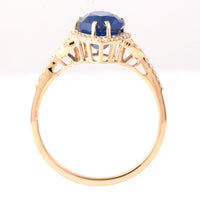 2.92 Ct Pear Mixed Cut Natural Sapphire 14K Gold Ring