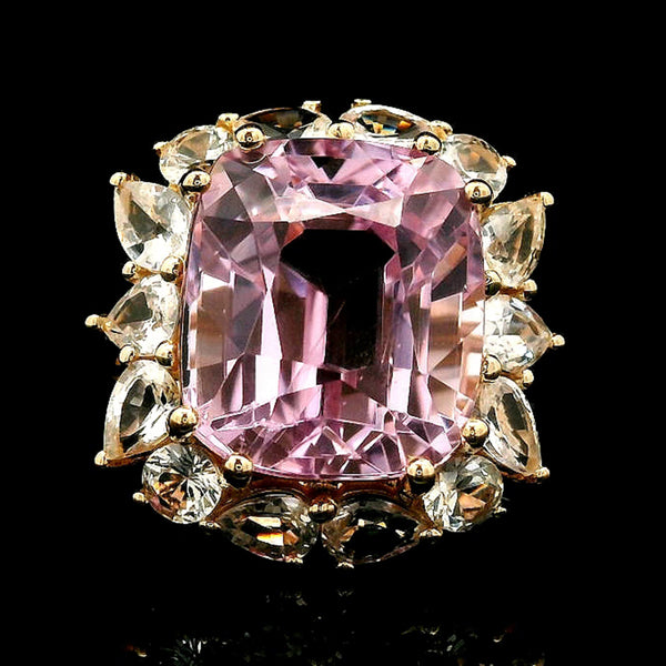 11.74 Ct Cushion Kunzite 14K Gold Ring