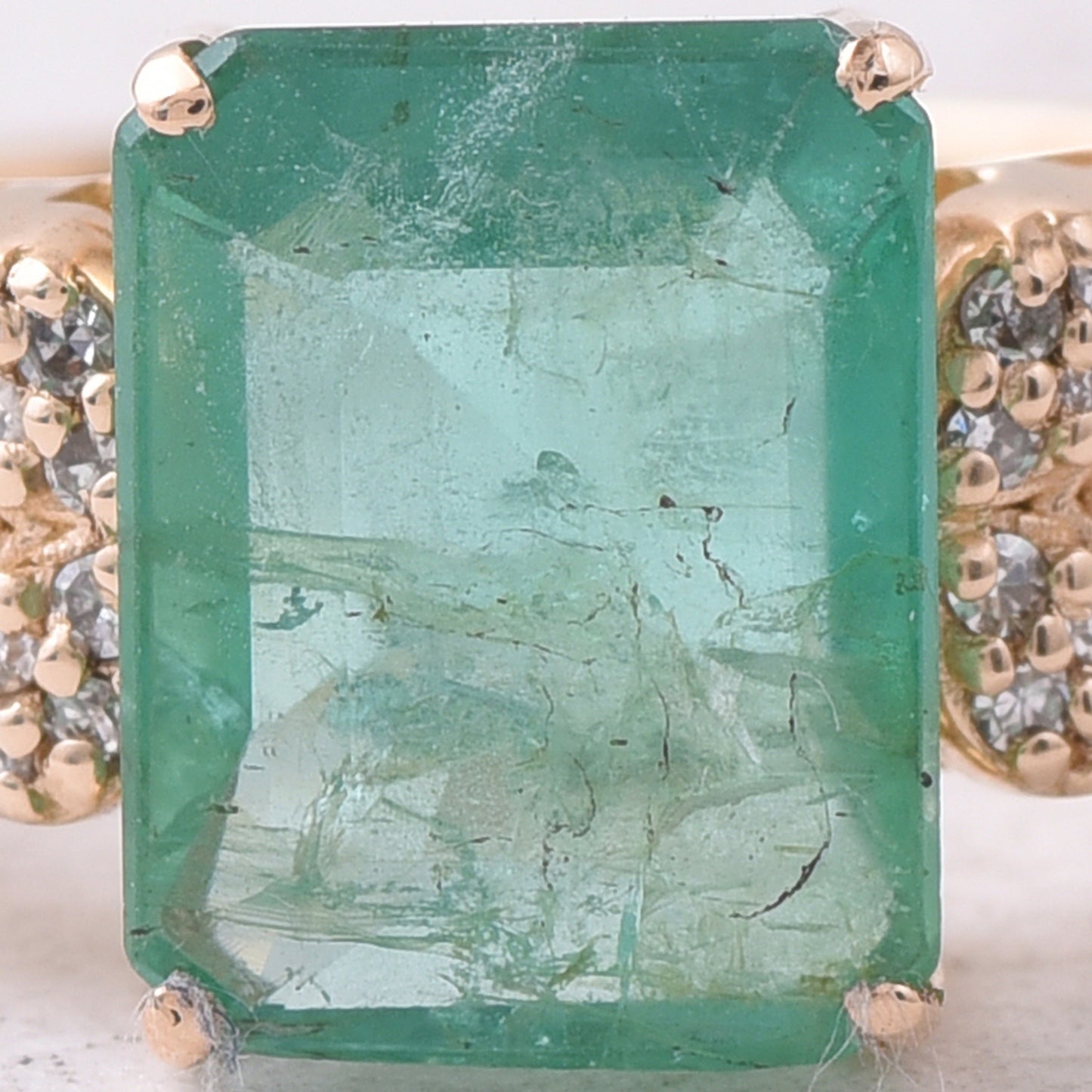 1.94 Ct Octagon Step Cut Natural Emerald 14K Gold Ring