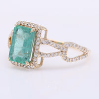 1.98 Ct Octagon Step Cut Natural Emerald 14K Gold Ring