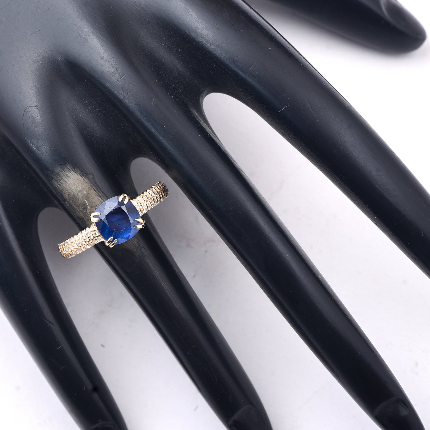 2.19 Ct Cushion Mixed Cut Natural Sapphire 14K Gold Ring