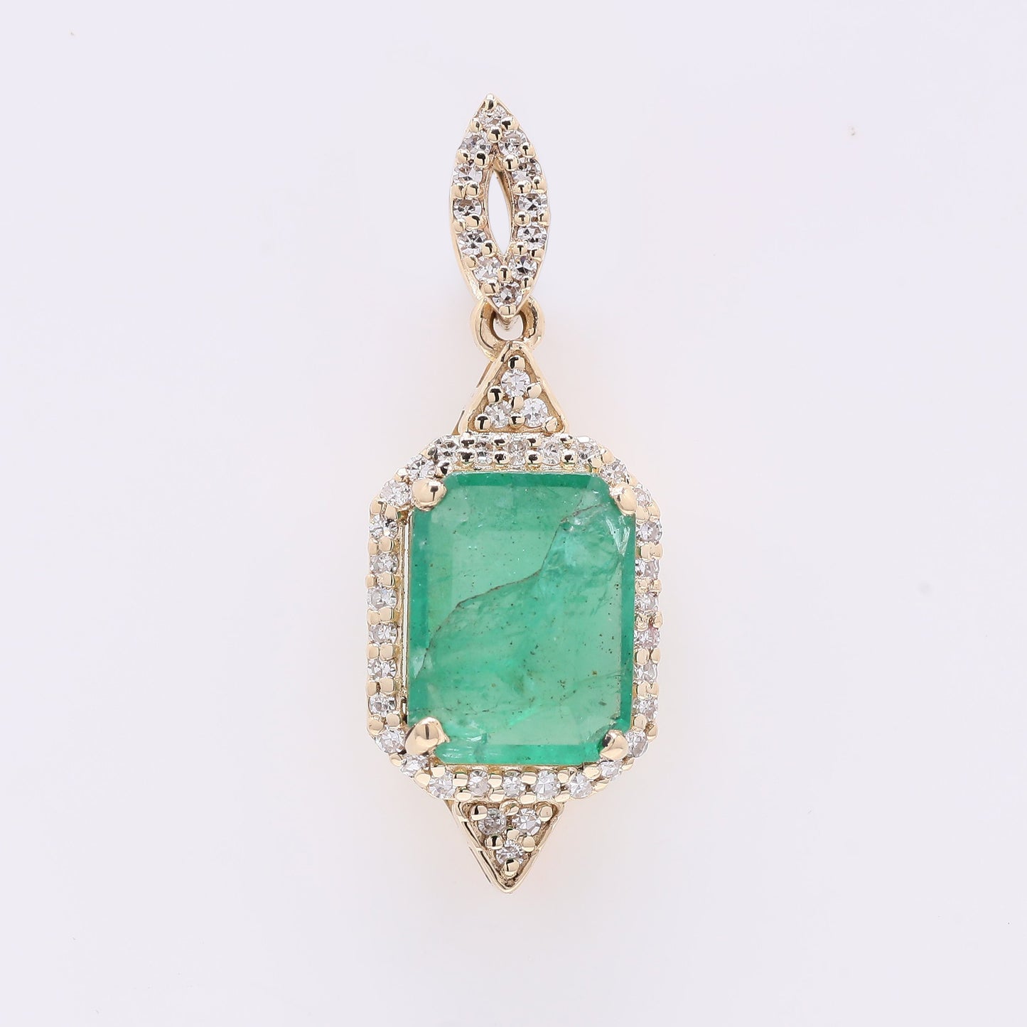 1.78 Ct Octagon Step Cut Natural Emerald 14K Gold Pendant