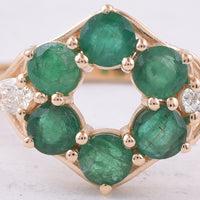 0.94 Ct Round Natural Emerald 14K Gold Ring