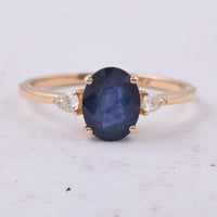 1.85 Ct Oval Natural Sapphire 14K Gold Ring