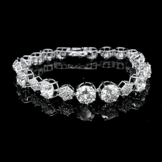 20.69 Ct Round Lab Grown Diamond 14K Gold Bracelet