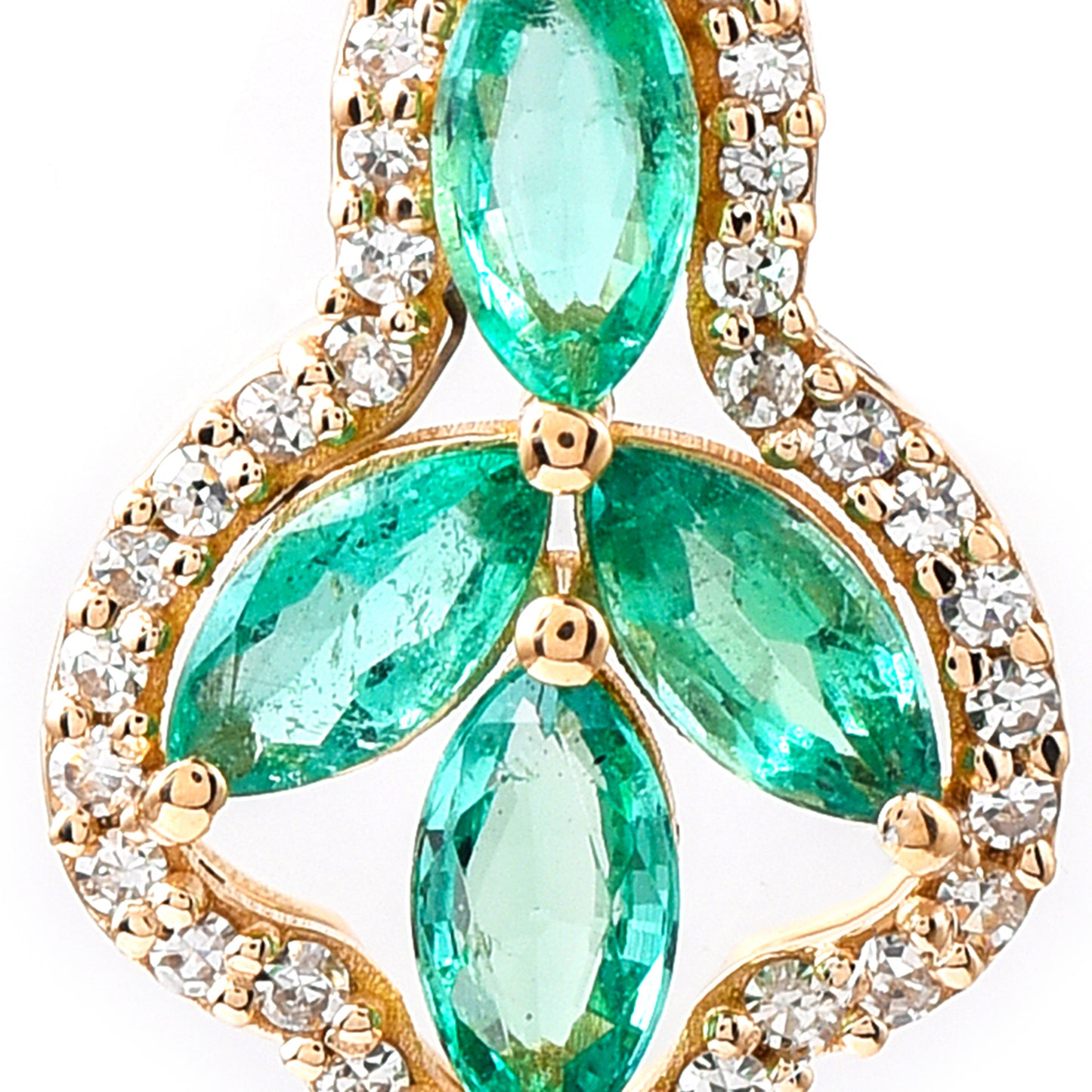 0.59 Ct Marquise Mixed Cut Natural Emerald 14K Gold Pendant