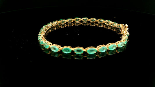 6.07 Ct Oval Emerald 14K Gold Bracelet